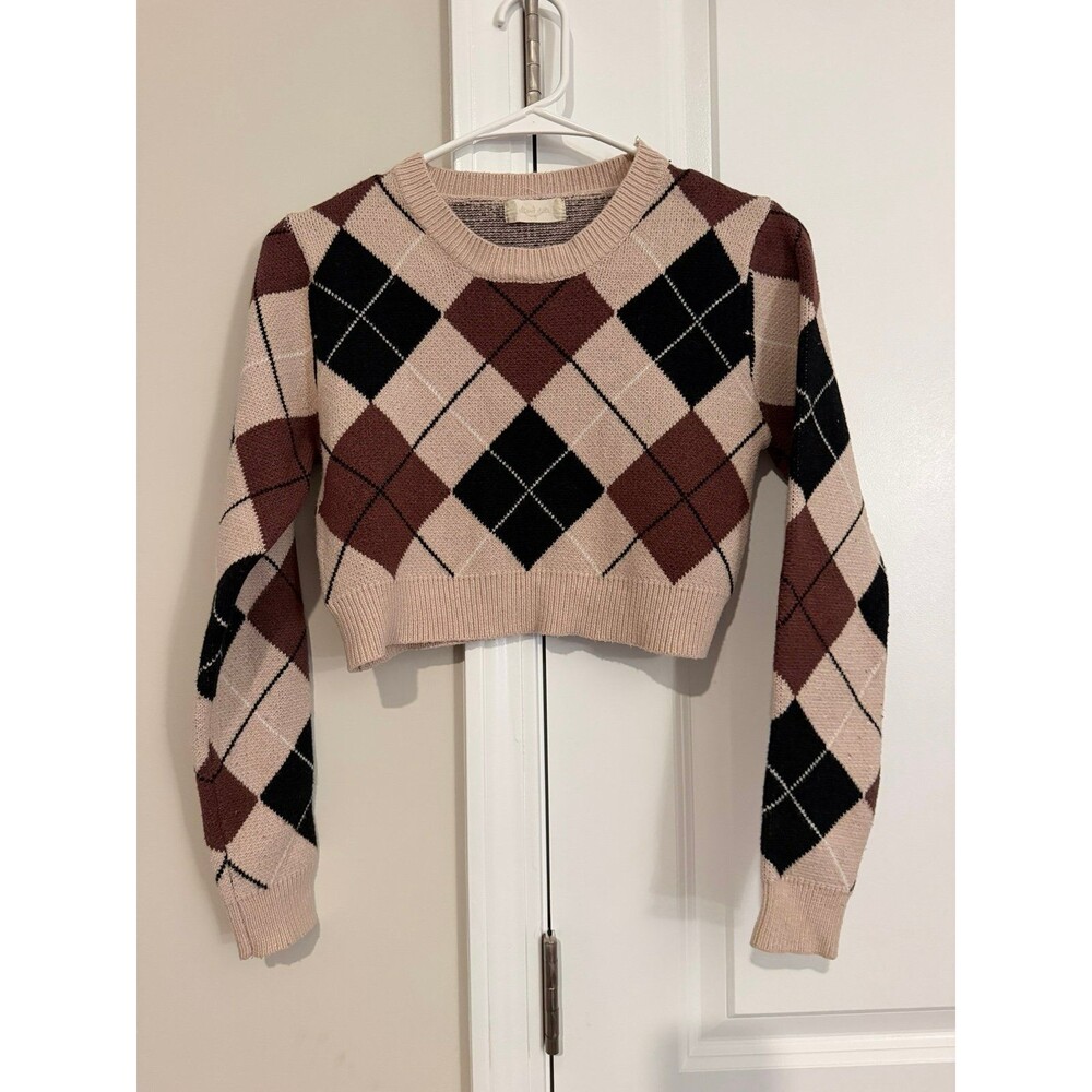 Altar’d State Argyle Sweater Small. Brown black tan VGUC